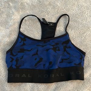 KORAL blue army print sports bra